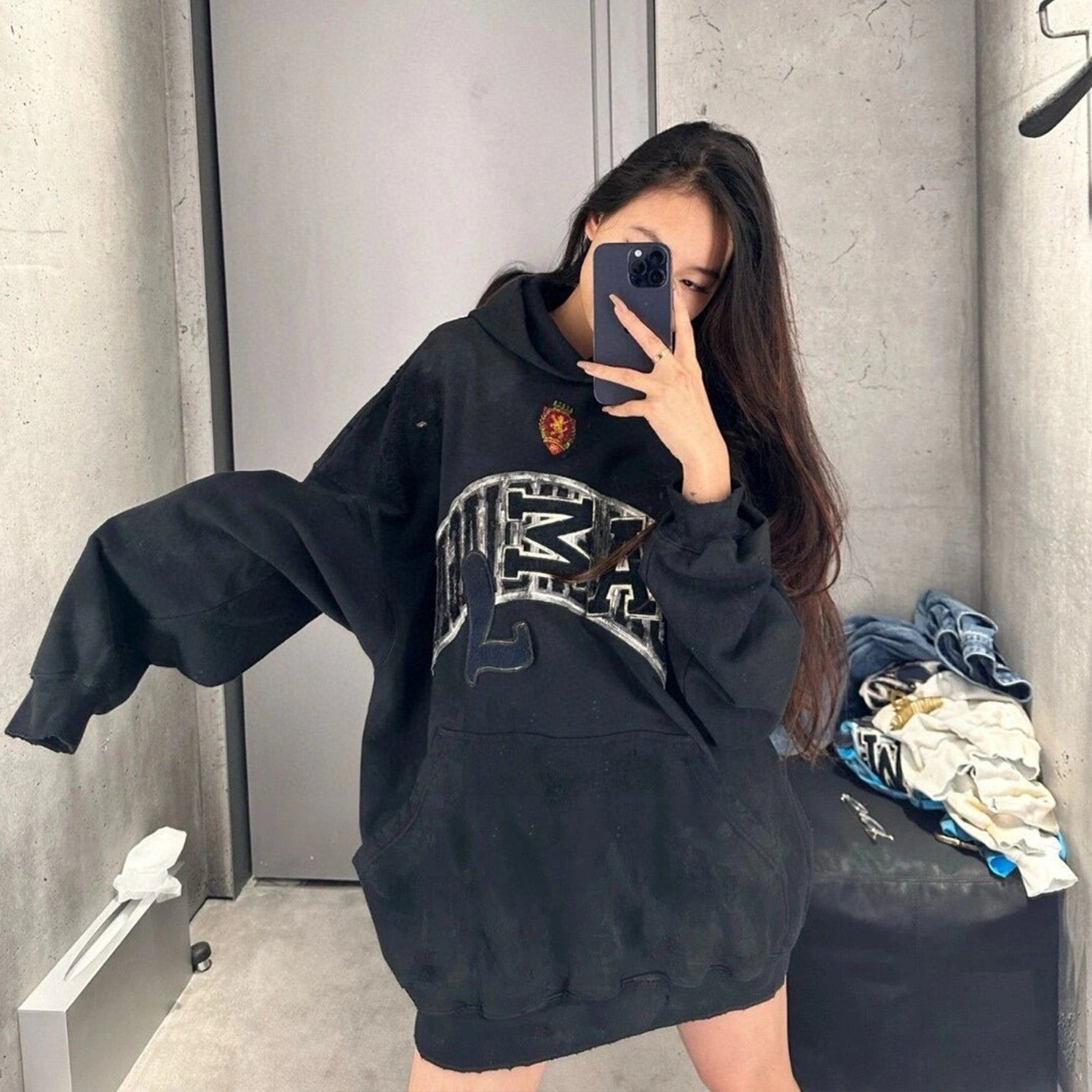 Men's Women's Spring And Autumn Fashion Retro Old Silhouette Washed Solid Color Cotton Casual Hooded Sweater Ngvp #7881