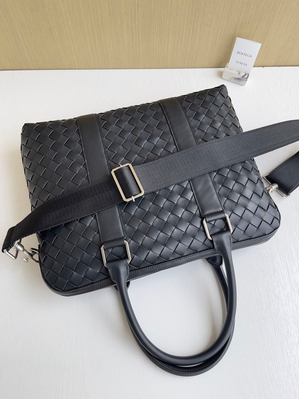 BV Intrecciato Men's Solid Color Adjustable Detachable Shoulder Strap Woven Calfskin Briefcase Handbag Bag Bags #77473