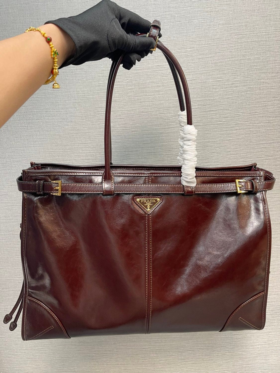 (42CM) LusGolf Oiled Leather 1BA439 Extra Large Portable Crossbody Bags Shoulder Bag Handbag #194092