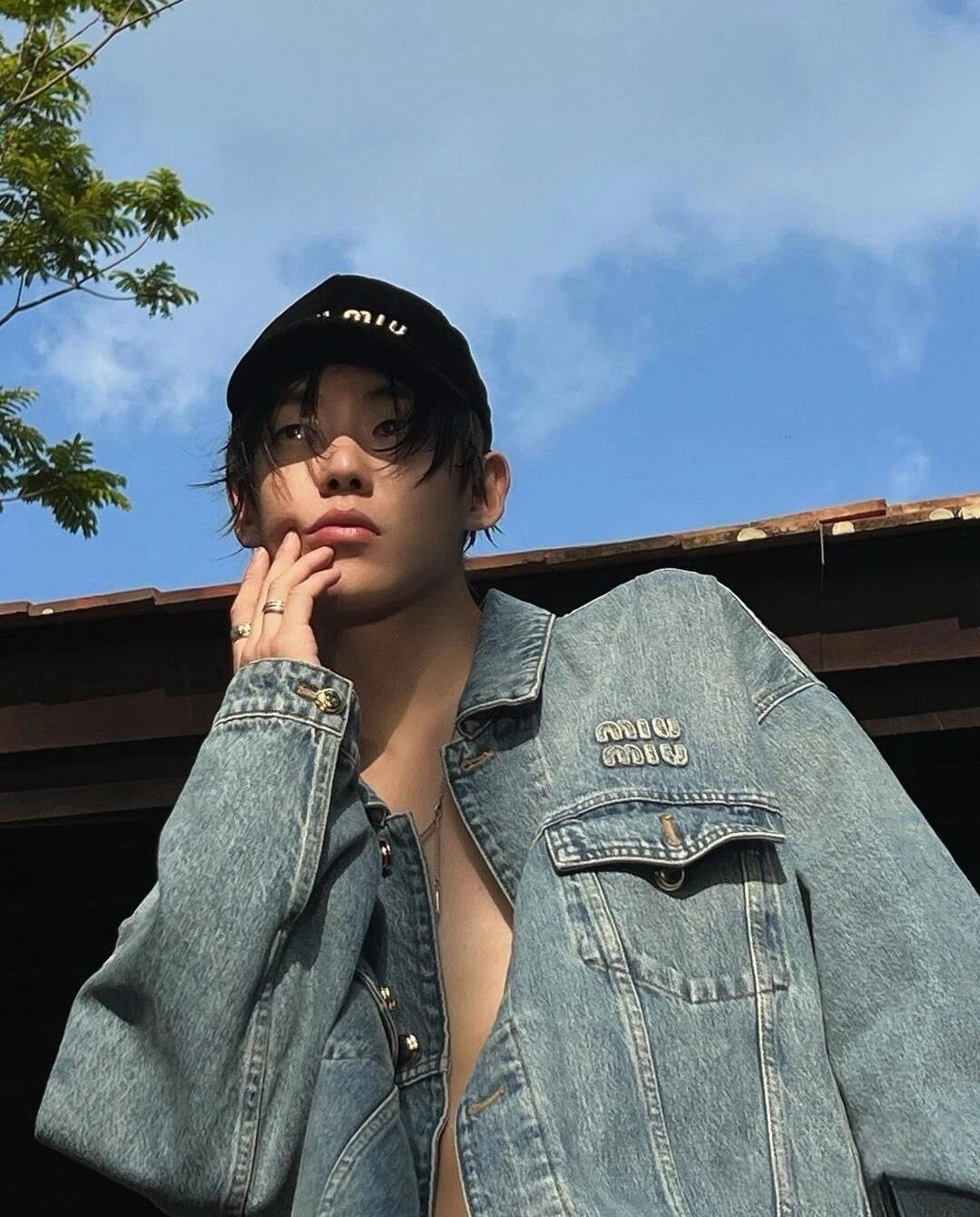 Women's Spring And Fall Blue Embroidered Logo Letters Single Breasted Loose Long sleeved Denim Jacket #72667