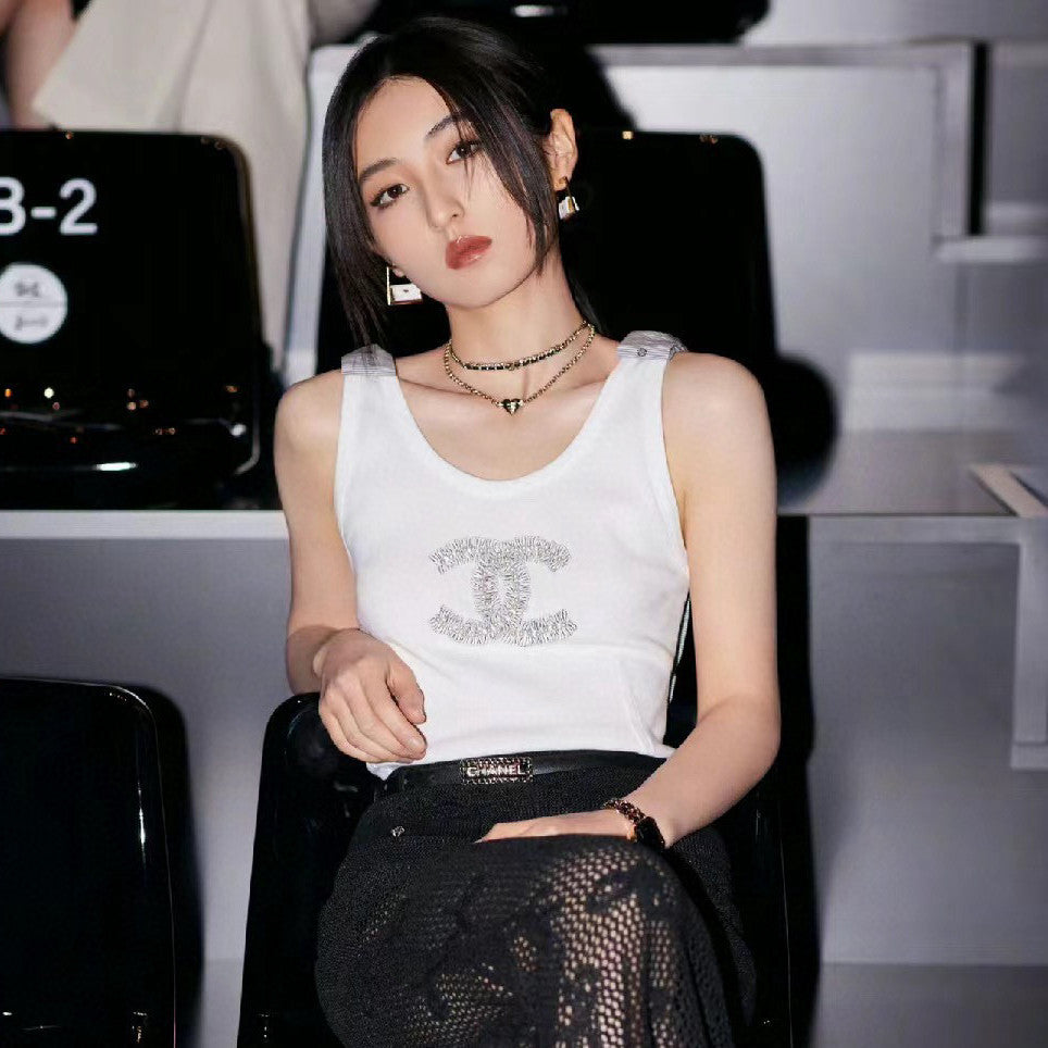 Women's Summer Fashion Casual Crew Neck Pullover Top with Adjustable Straps in Pure Cotton Fabric Vest #78844