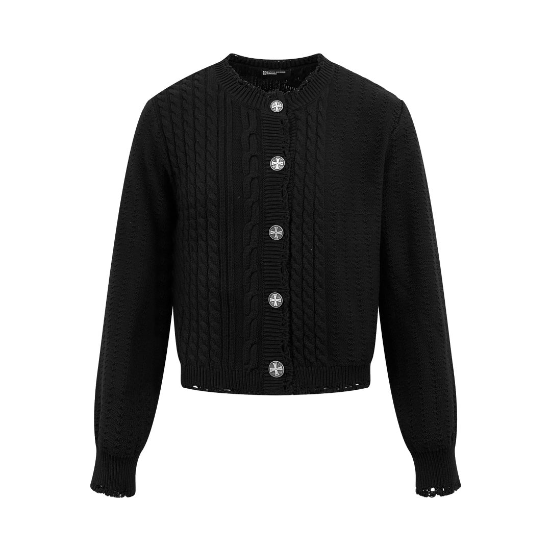 Enfants Riches Deprimes Men's Autumn/winter Black Jacquard Knit Cardigan High-street Fashion Casual Single-breasted Button-front Sweater Ngvp #2617