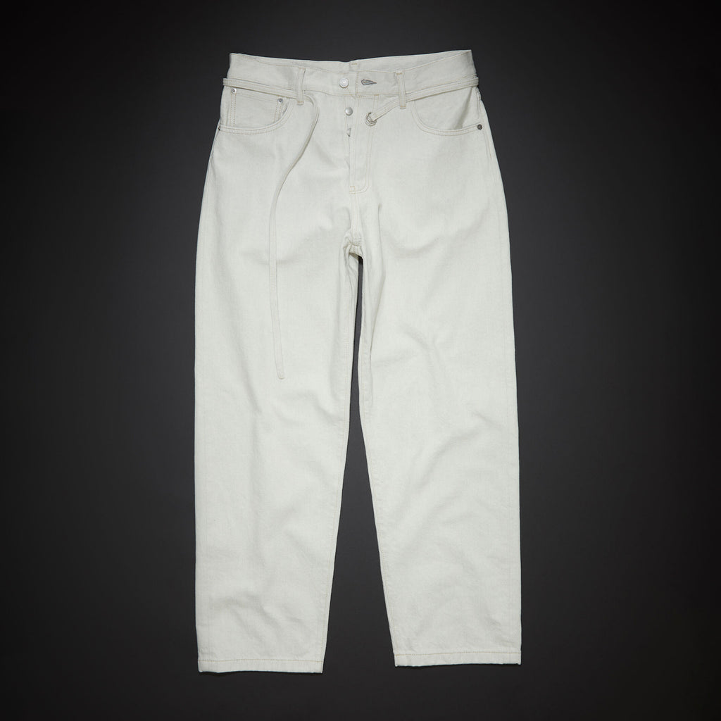 Men's Women's Four Seasons Solid Colour Cotton Adjustable Belt Loose Pants Straight Denim Pant Ngvp #8174