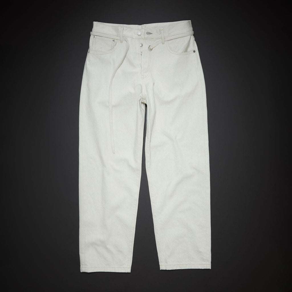 Men's Women's Four Seasons Solid Colour Cotton Adjustable Belt Loose Pants Straight Denim Pant Ngvp #8174