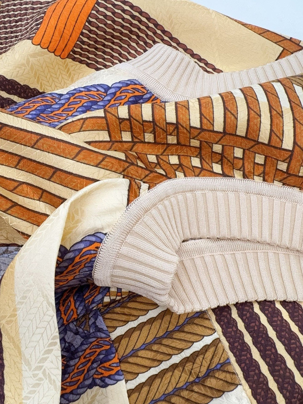 Women's Spring/Summer 2026 Silk printed check pattern Knitted and silk patchwork Shirt dress Suit Set #82539A