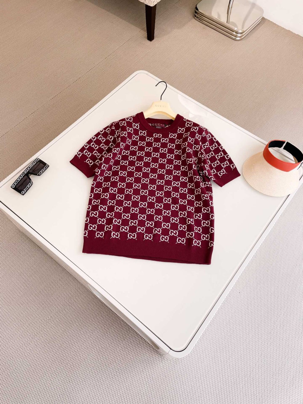 Spring Women's Monogrammed Reversible Crew Neck Short Sleeve Knit T-Shirt #73984