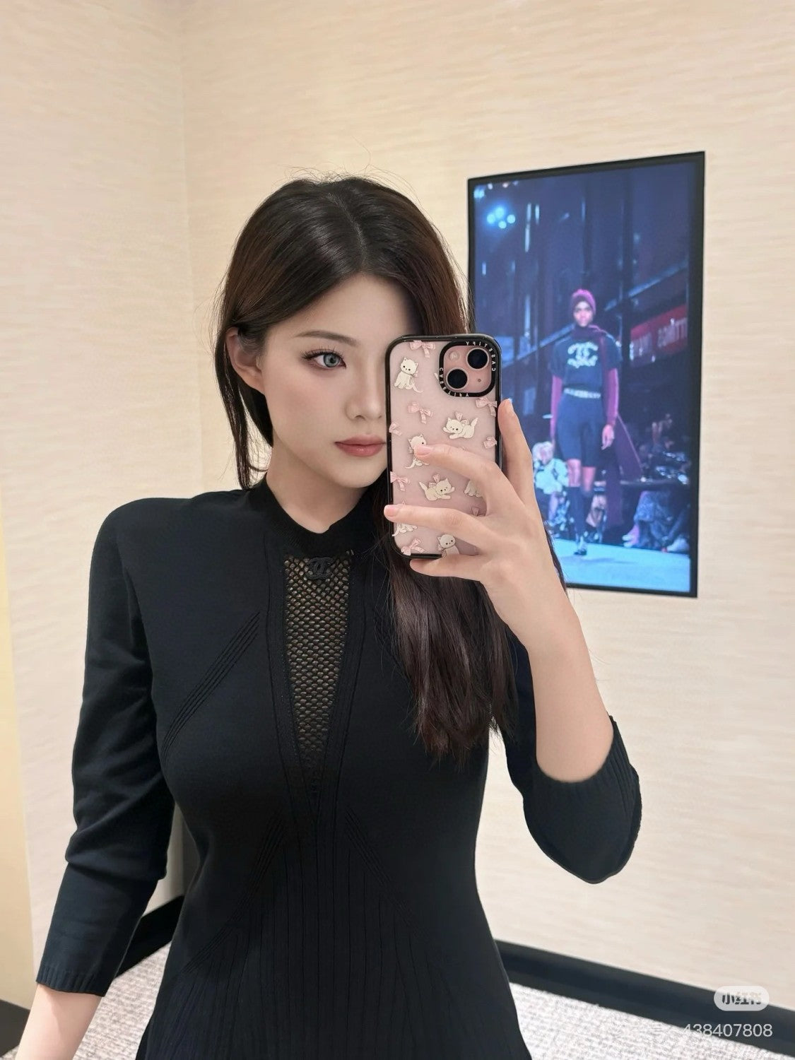 Women's Spring/Summer Solid Color Hollow Knit Long Sleeve Dresses #73693