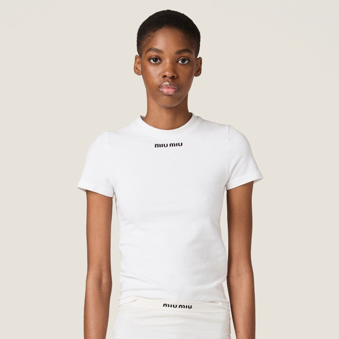 Women's Summer Embroidery Letter Print Solid Color Round Neck Cotton Short Sleeve T-Shirt #76164