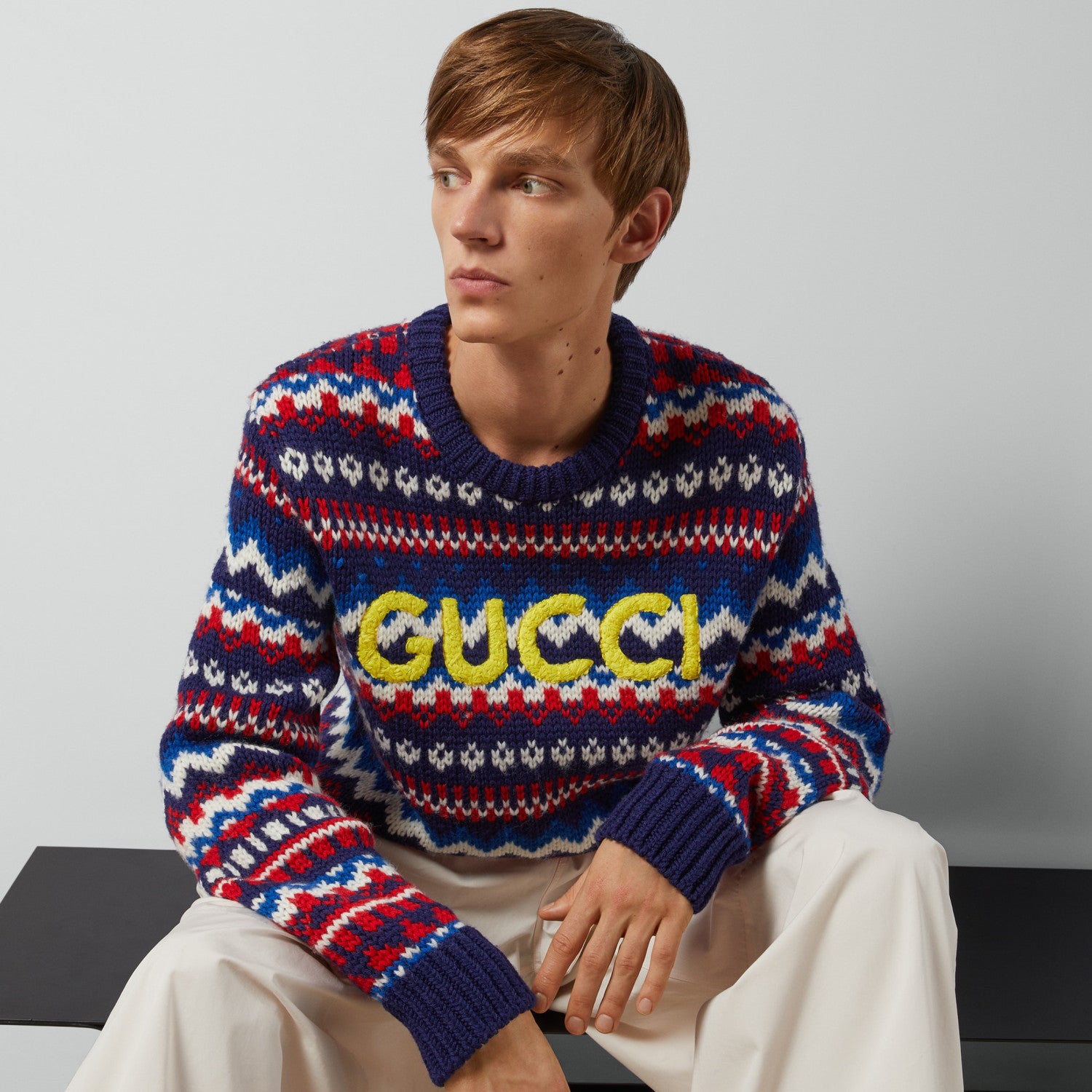 Men's Autumn And Winter Logo Letters He Small Text Print Round Neck Long Sleeve Jumper Pullover #97872