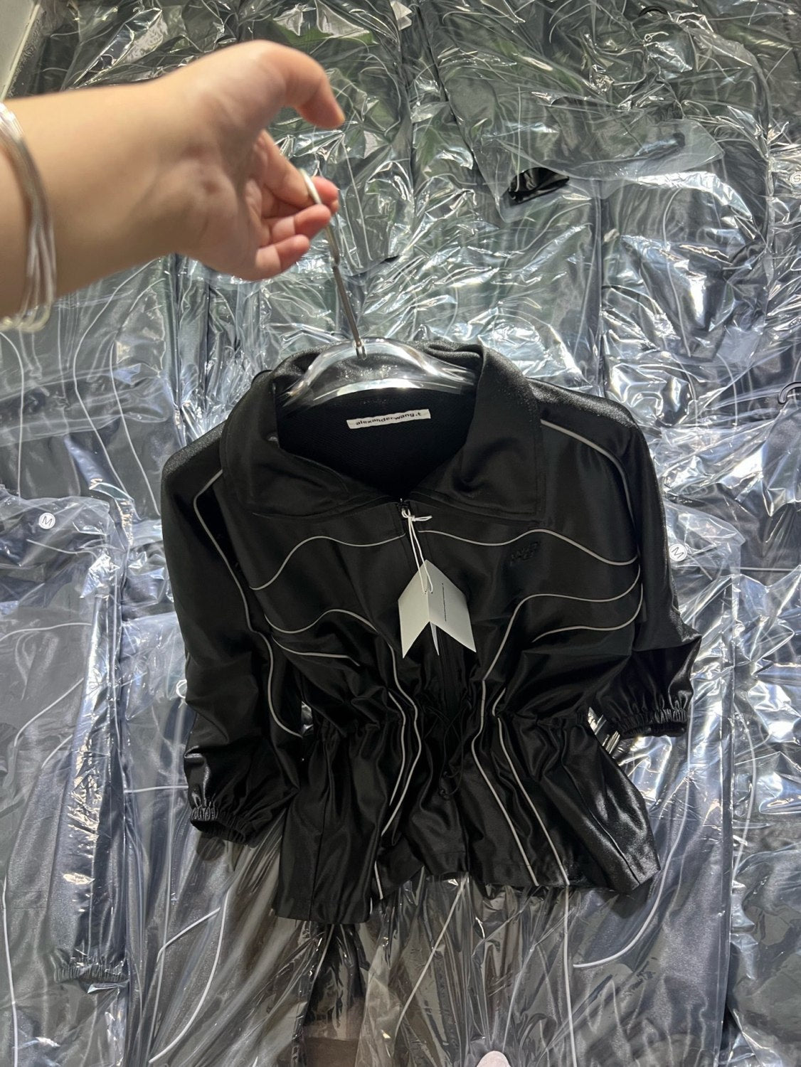 Women's Color-block fabric Bright trim Zippered dress Jacket #194224