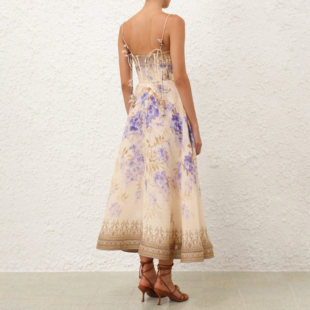 Dawning Picnic Dress Women's Spring And Summer Silk Linen Mid-length Dress Heart-shaped Neckline Spaghetti Straps Large Hem Dress Fashionable Temperament Elegant Luxury Dresses #81131