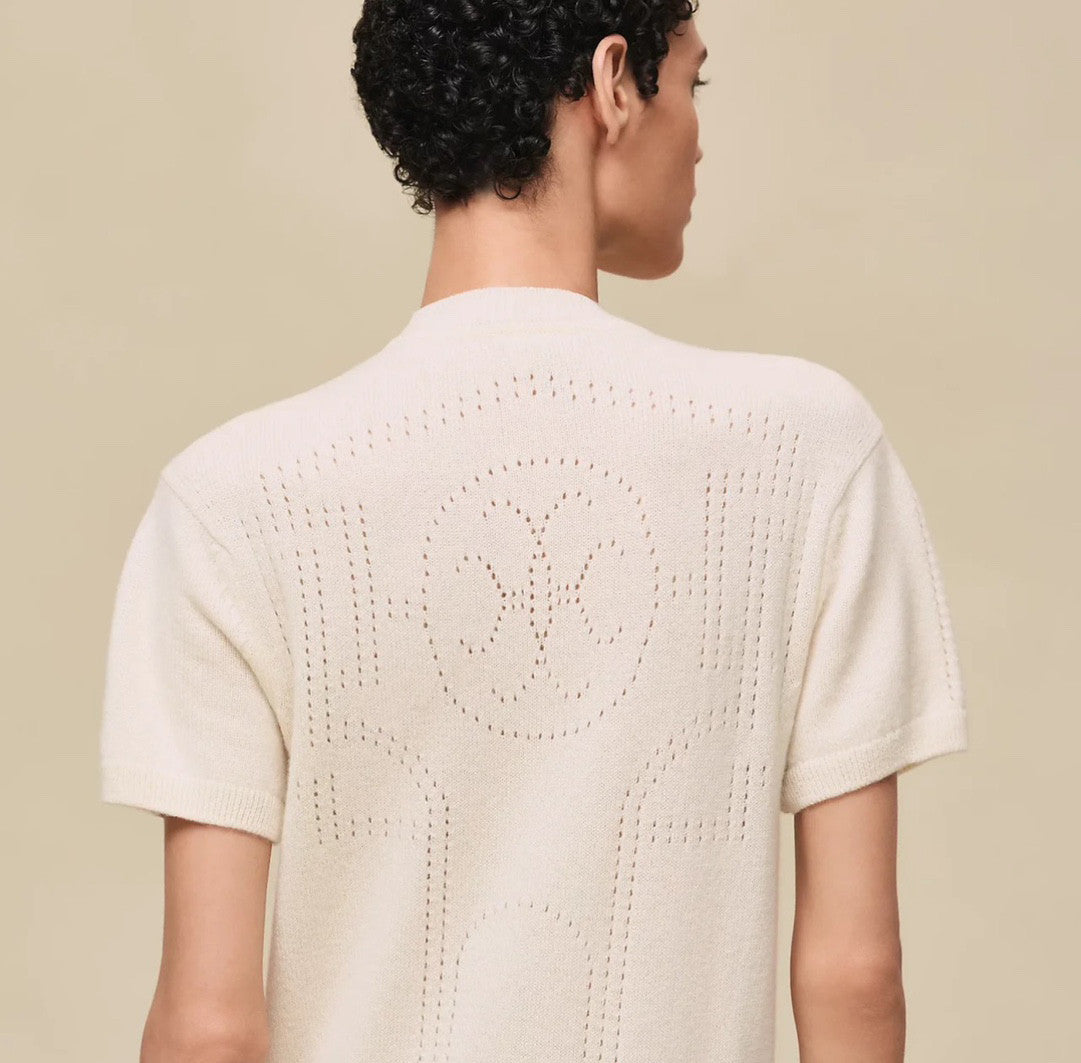 positioned jacquard wool yarn knitted polo short-sleeved T-shirt #194308