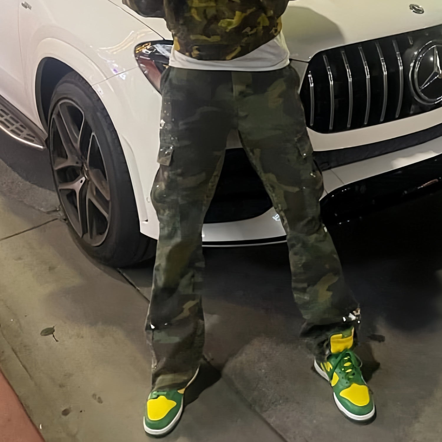 Men's Women's Four Seasons Camouflage Colorblocking Washed Pants Pocket Zipper Casual Straight Leg Pants Ngvp #7874