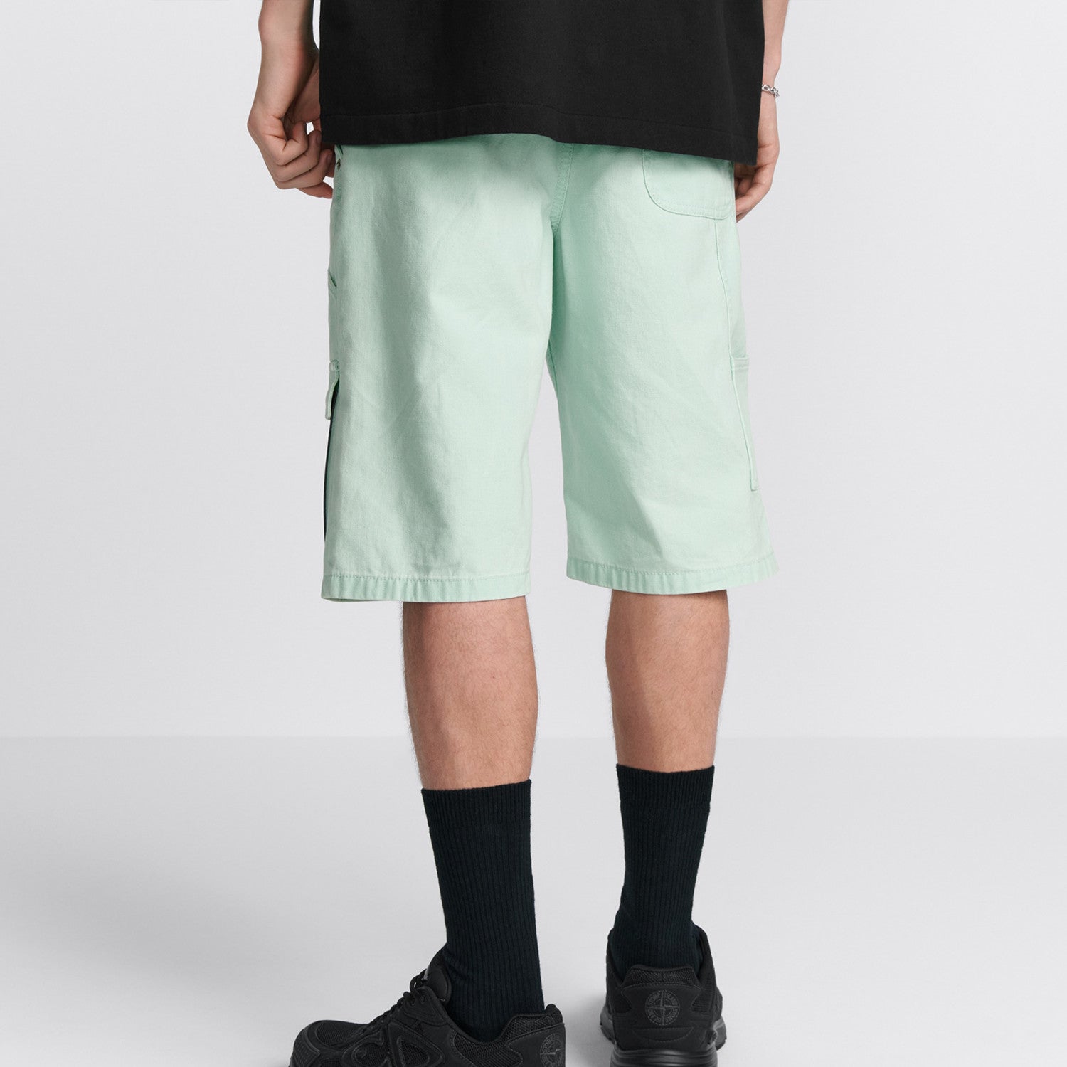 And Bermuda Men's Fashion Trend High Street Cotton Pocket Casual Shorts Black Jeans Ngvp #8913