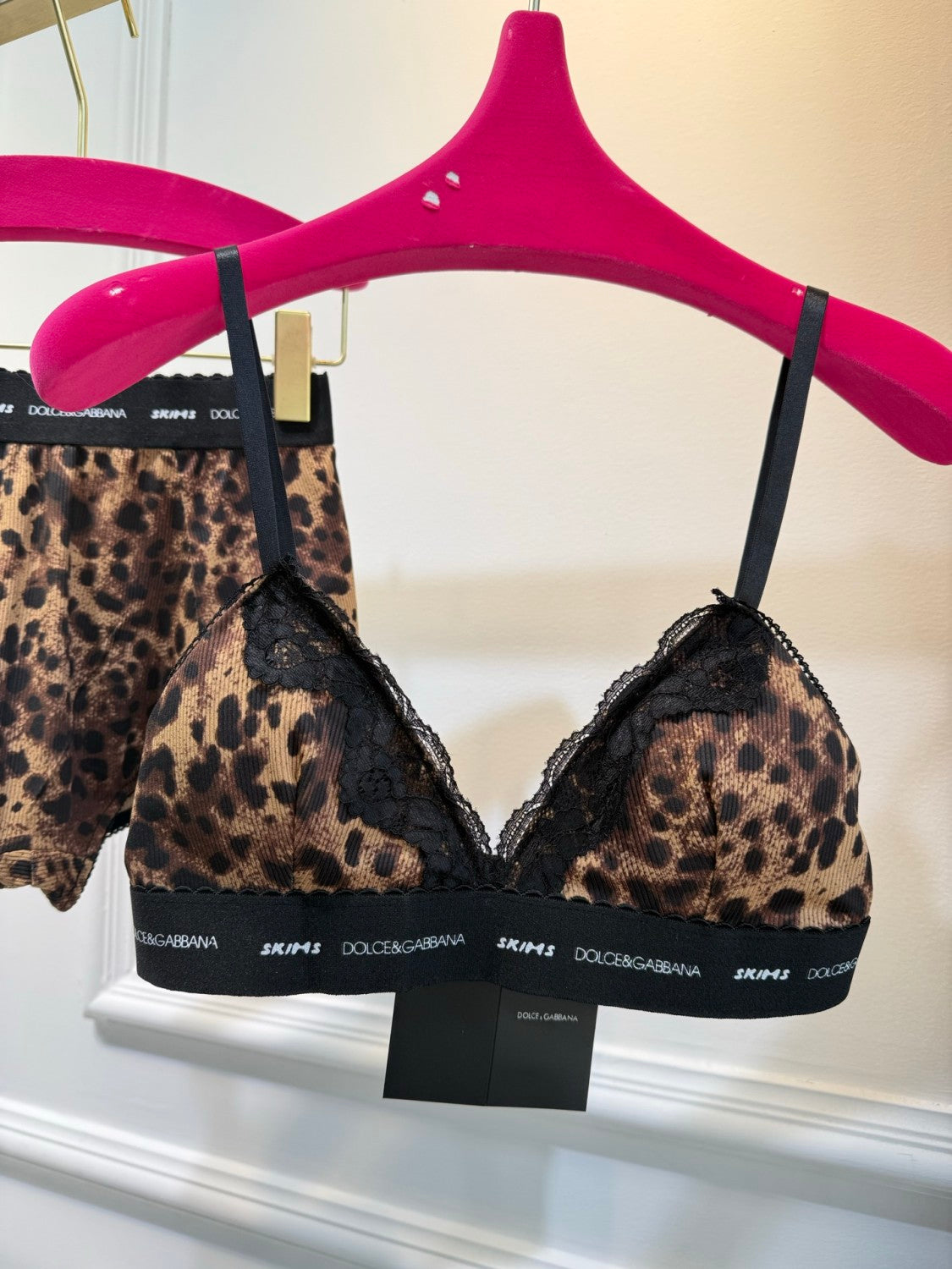 Women's Summer Colorblocking Leopard Lace Trim Triangle Adjustable Bra High Waist Comfort Triangle Panty Set Suit #75474