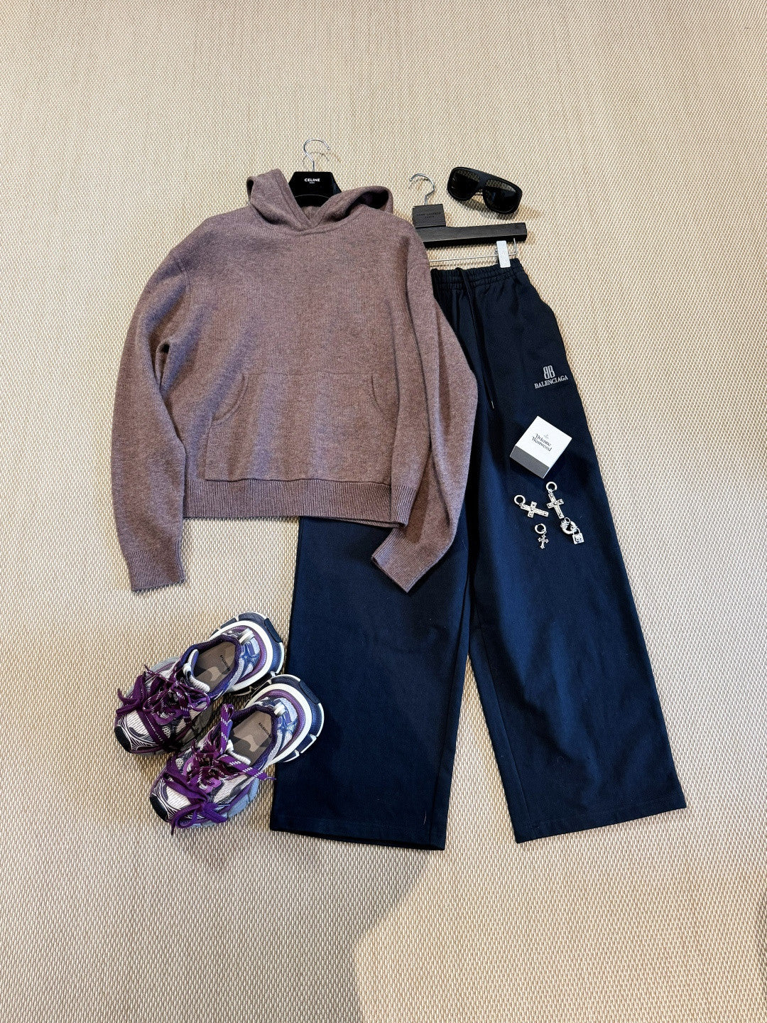 Acne Studios Men's Fall/Winter Logo-Printed Casual Blend Hooded Sweatshirt Knit Sweater Walnut Brown Fashionable Casual Pullover Hoodie #82197A