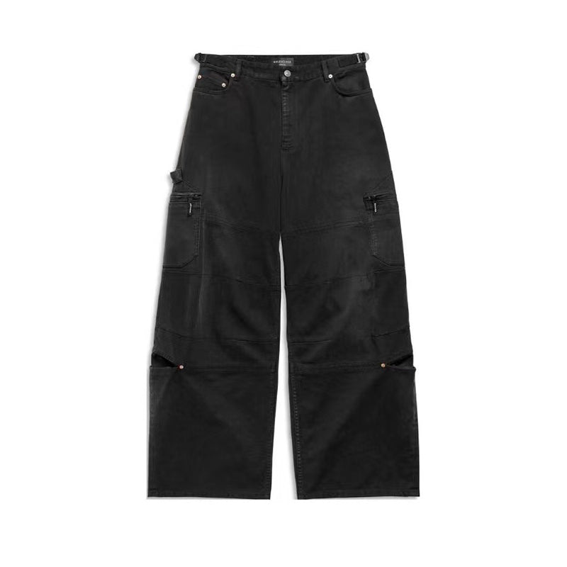 Men Women Four Seasons Fashion High Street Casual Gradient Loose Straight Leg Jeans Denim Work Pants Ngvp #7655