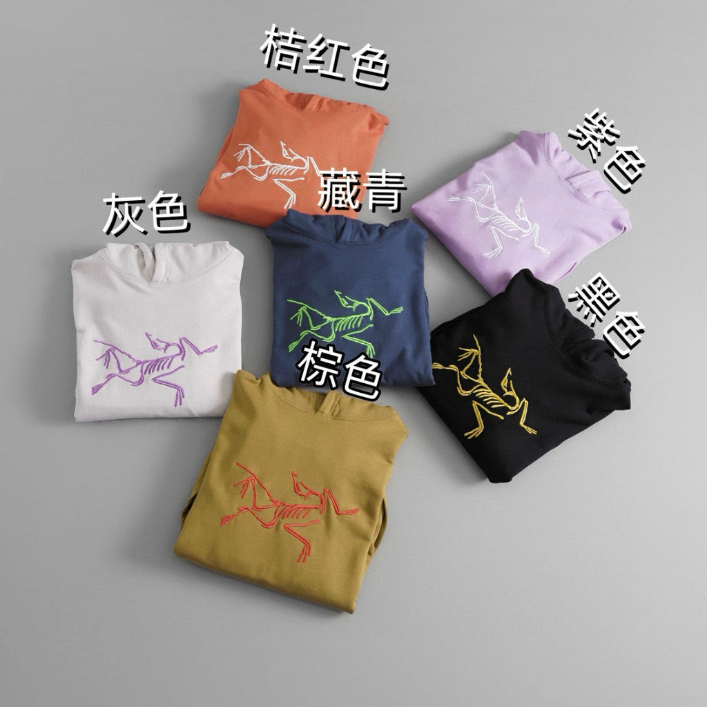 Men's and Women's Autumn Clashing Logo Printed Solid Color Loose Hooded Sweatshirt Pullover #97948