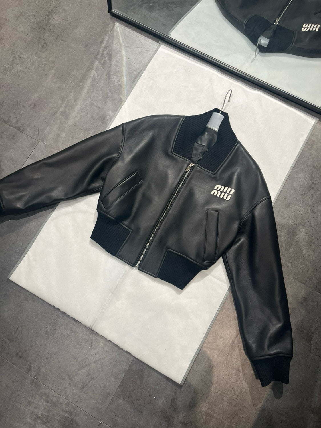 Women's Autumn and Winter Black Sheepskin Zip Long Sleeve Baseball Jacket #99115