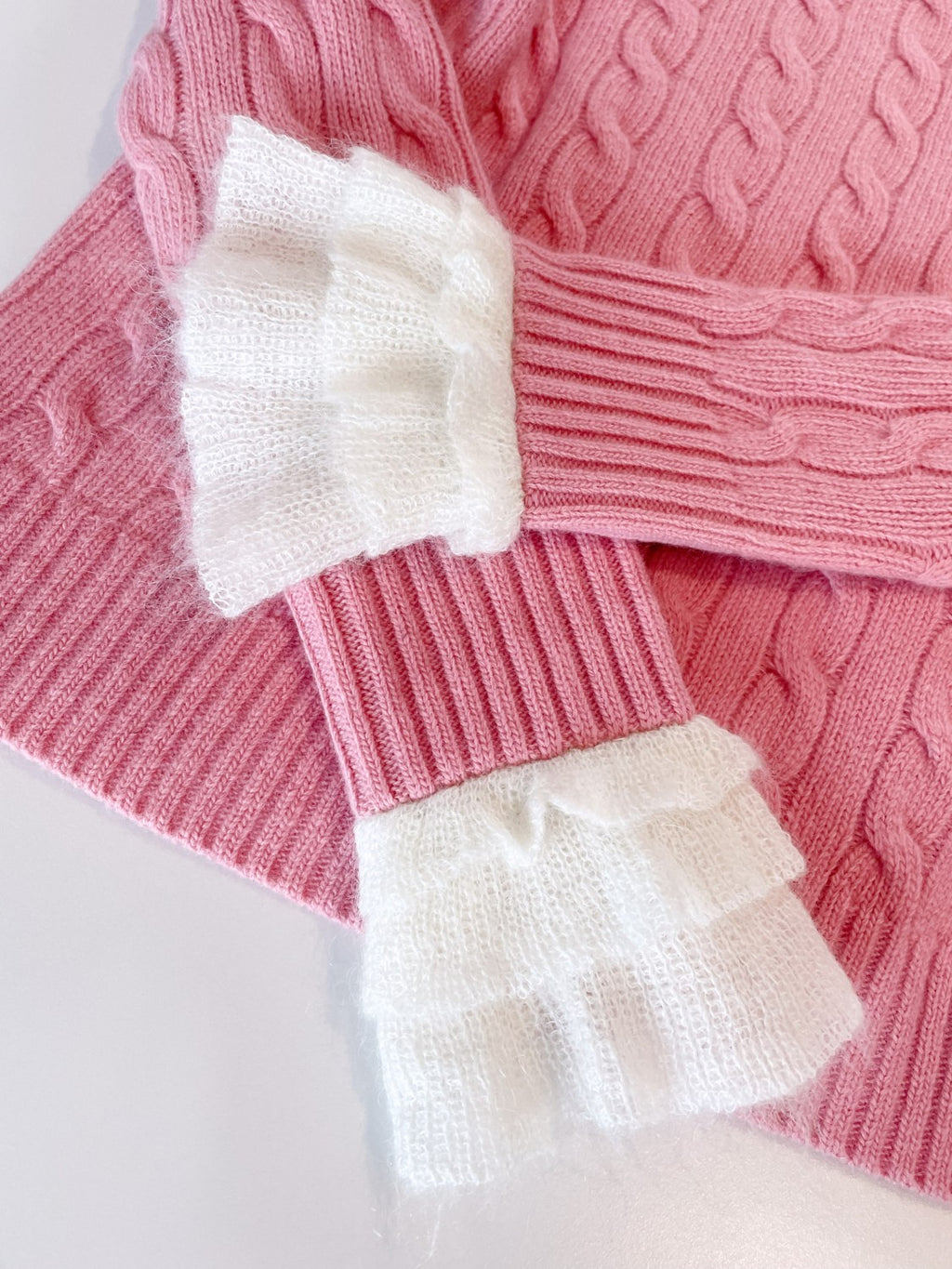 Women's Spring. Autumn And Winter V-Neck Ruffled Solid Color Knitted Sweater Long-Sleeved Cardigan Ngvp #1256