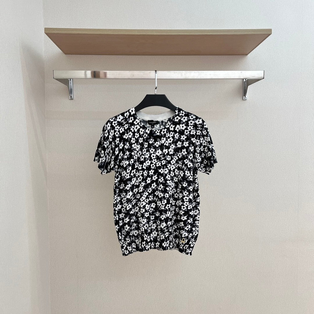 Women's Summer Floral Pattern Printed Round Neck Short Sleeve T-Shirt #736578