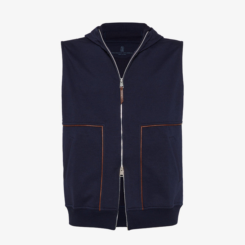 BC Men's Hooded Two-Way Zipper Spring & Autumn Solid Color Cotton Sleeveless Waistcoat Vest Ngvp #1765