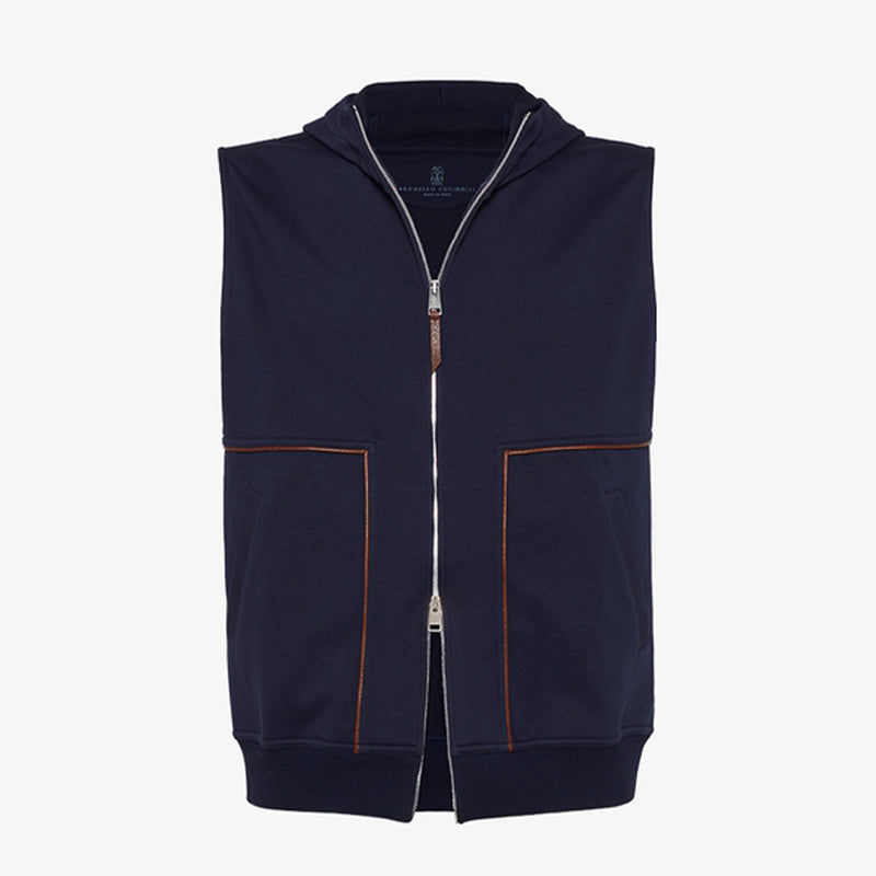 BC Men's Hooded Two-Way Zipper Spring & Autumn Solid Color Cotton Sleeveless Waistcoat Vest Ngvp #1765