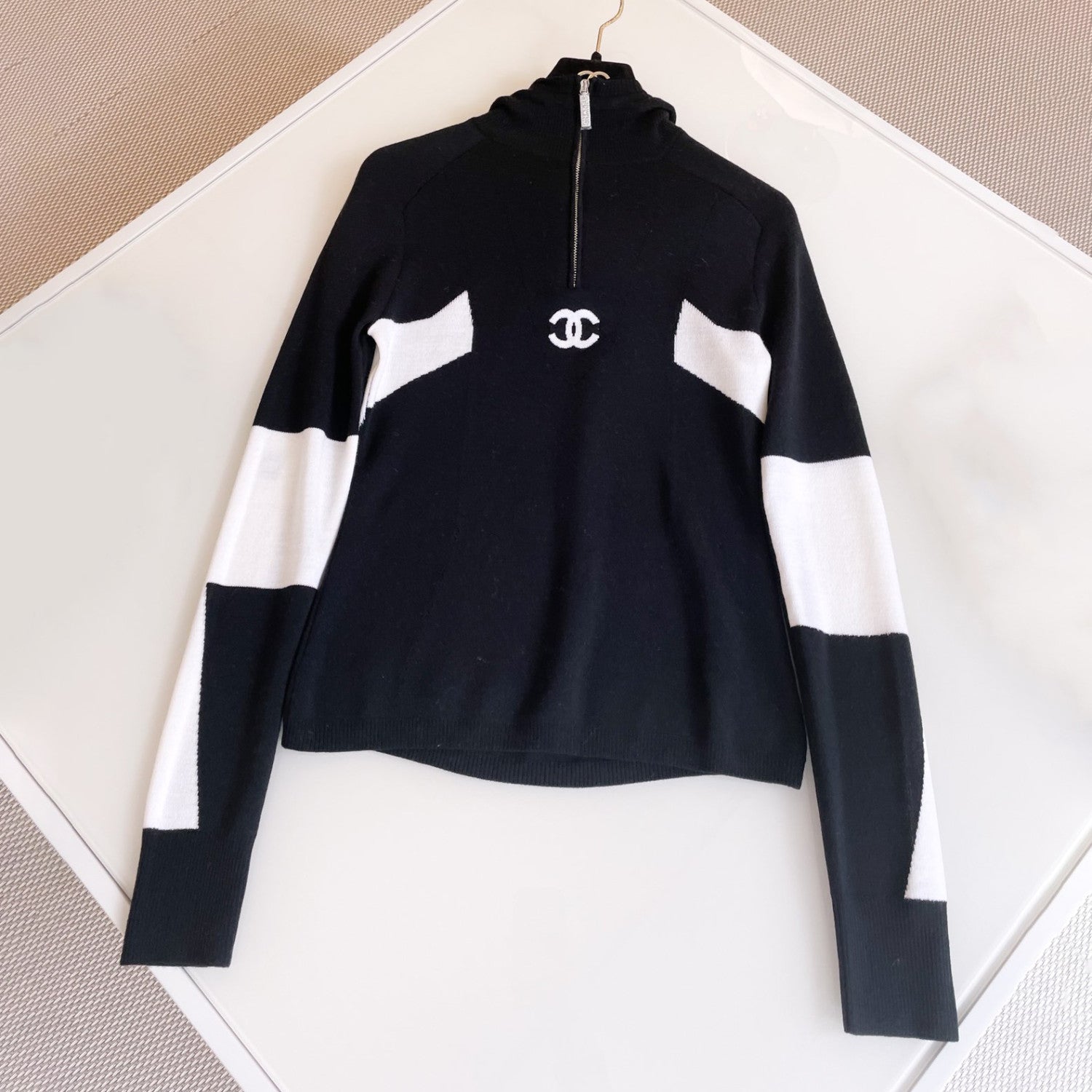 Women's Autumn and Winter Logo Decoration Color Blocking Long Sleeve Pullover Knitted Sweater #74616