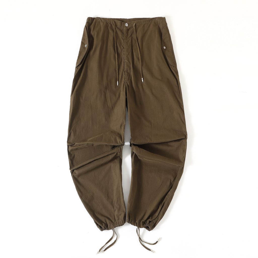 Men's Women's Spring And Summer Solid Color Wide Leg Loose Pants Drawstring Metal Button Retro High Street Casual Pants Ngvp #8294