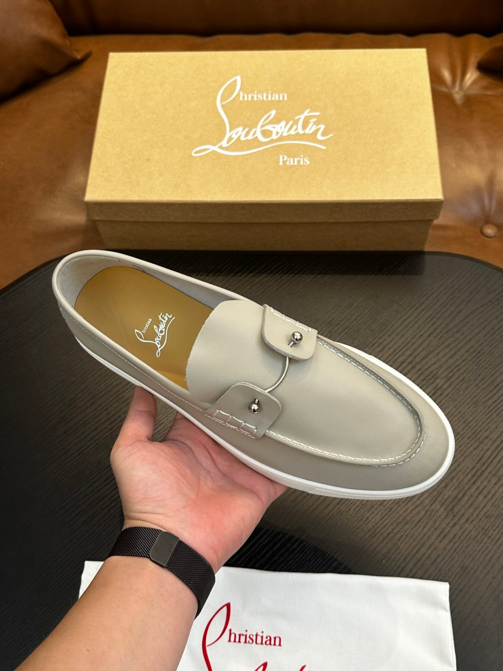 CL Men's Solid Color Cowhide Leather Casual Flat Loafers Shoes #77839