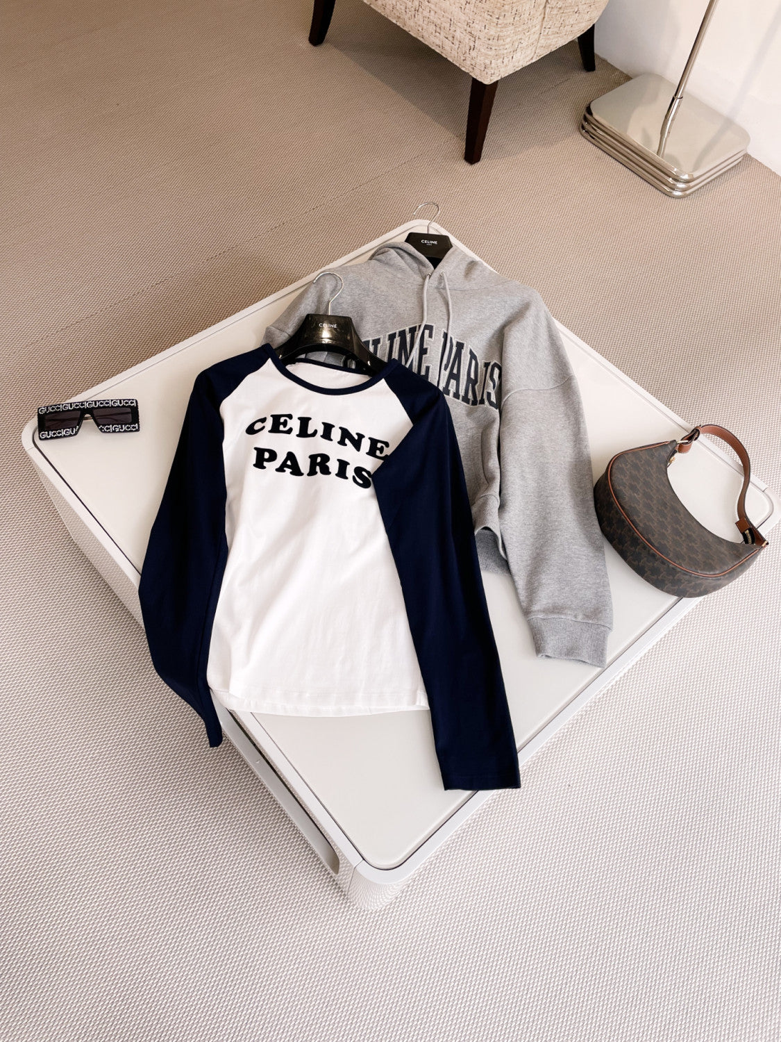 Women's Summer Color Clash Letter Printed Plunger Round Neck Long Sleeve T-Shirt Top #75111