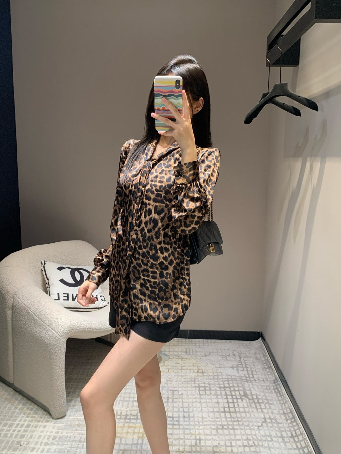 Women's American Vintage Spring/Summer Leopard Print Long Sleeve Casual Loose Shirt Ngvp #9325