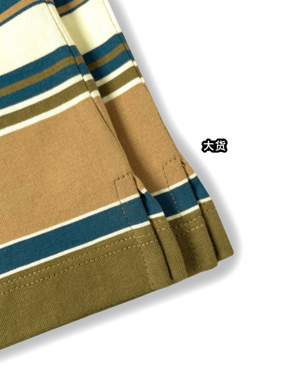 Women's Spring and Autumn Striped Buttoned Plain Knit Pullover Long Sleeve Polo Shirt #74141