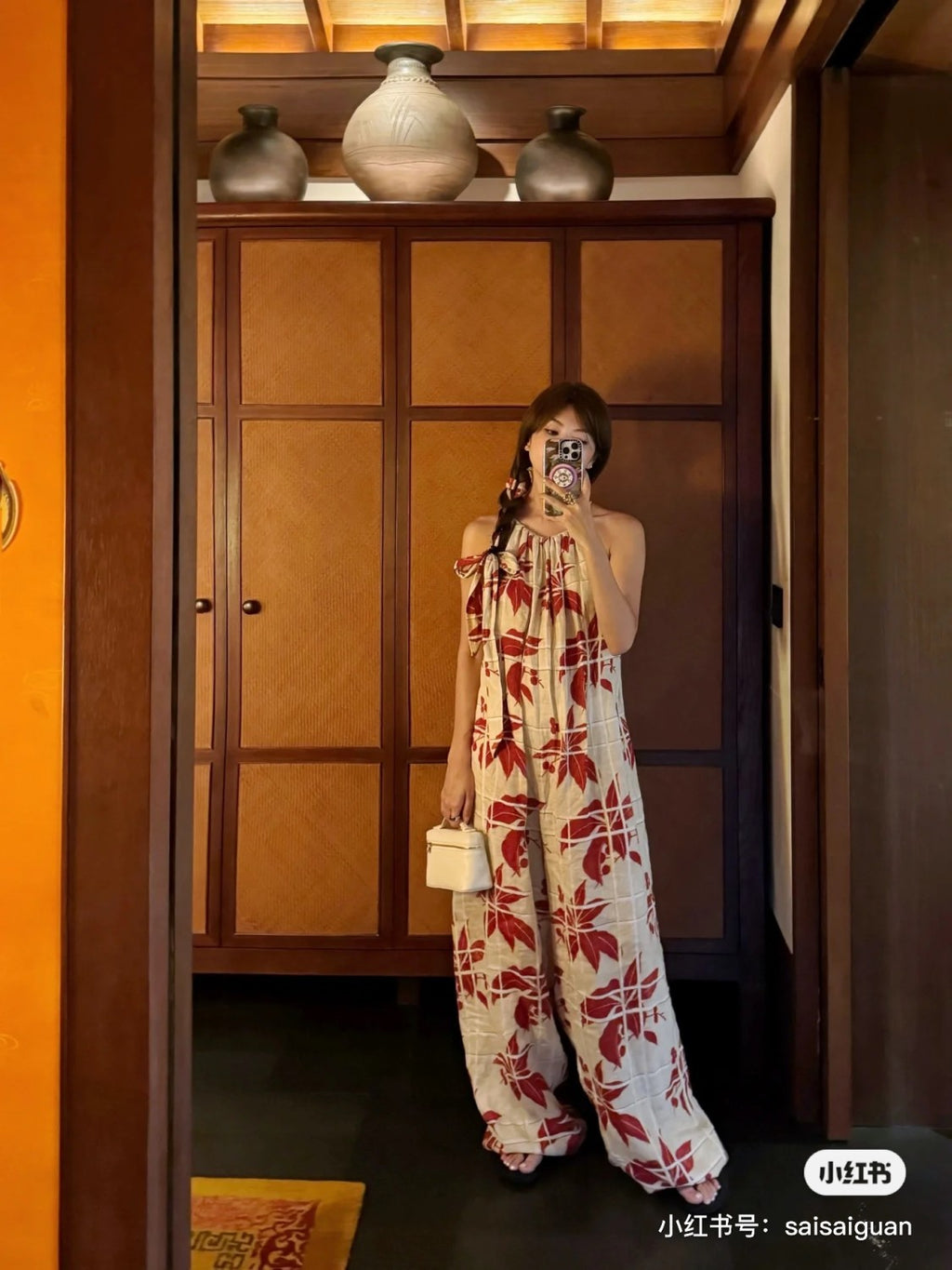 Women's Summer Pattern Printed Solid Color Linen Cristina Lace-up Fitted Jumpsuit Casual Pants Ngvp #8814