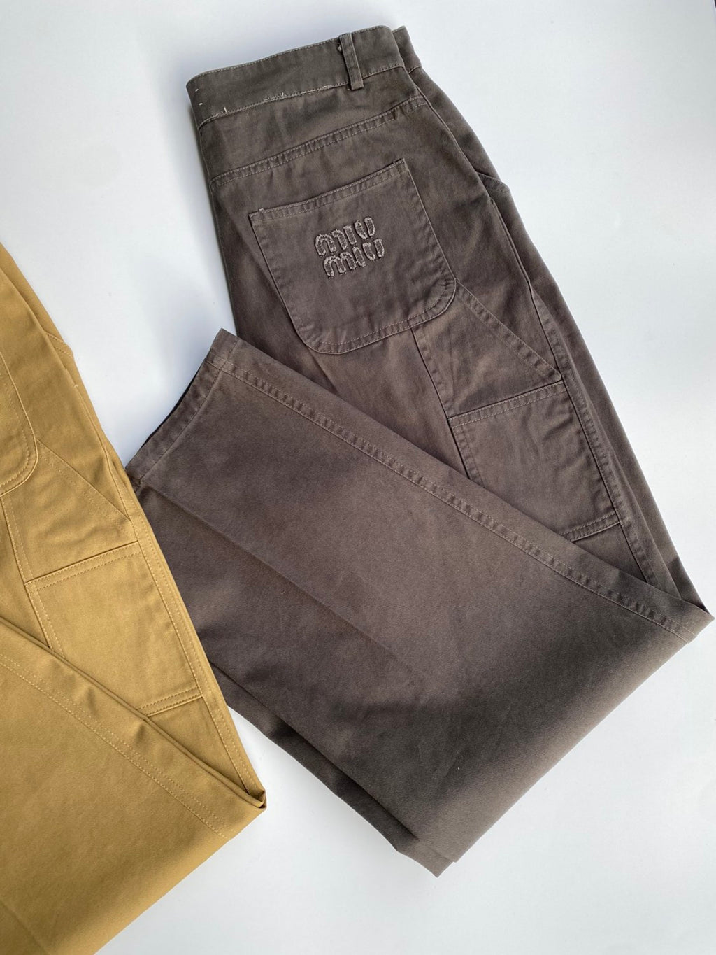 Women's Spring & Autumn Solid Color Embroidered Logo Printed Loose Straight Casual Pants #75146