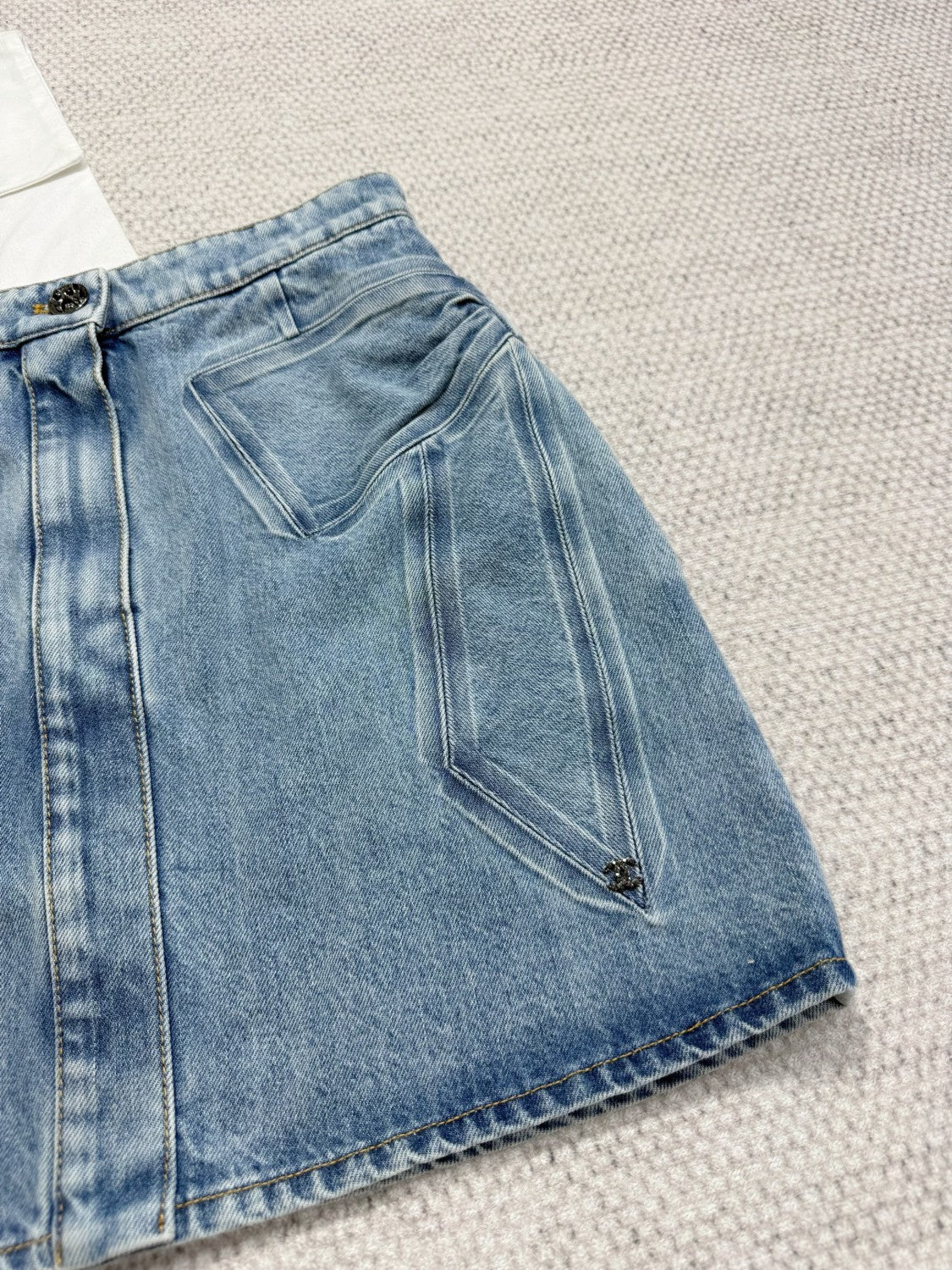 Women's Summer Cotton Bow-Tie Solid-Color Mid-Rise Denim Skirt Ngvp #2589