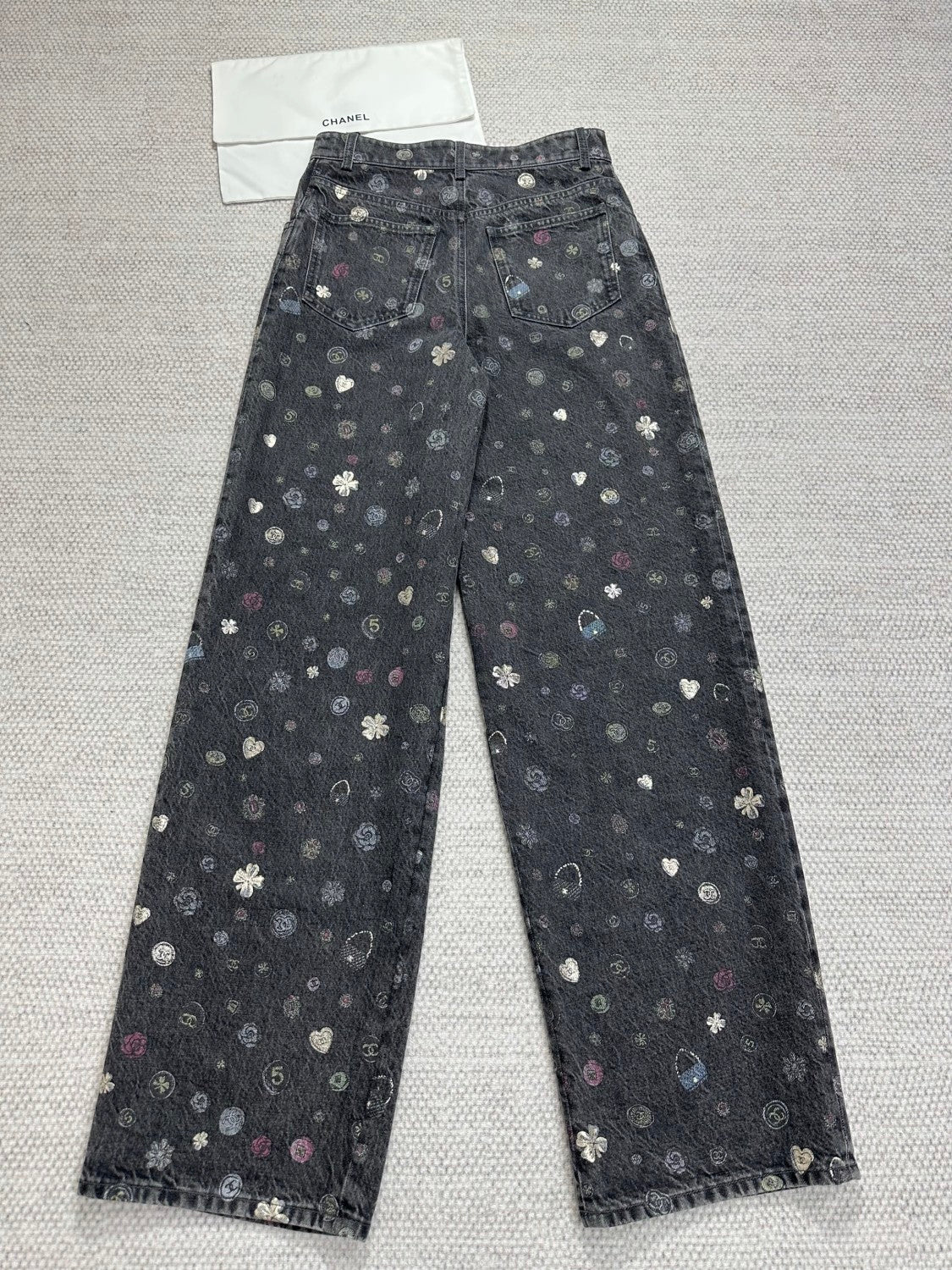 Women's Spring/Fall Fashion Casual Patterned Print Straight-Leg Relaxed Fit Jeans Pants #78615