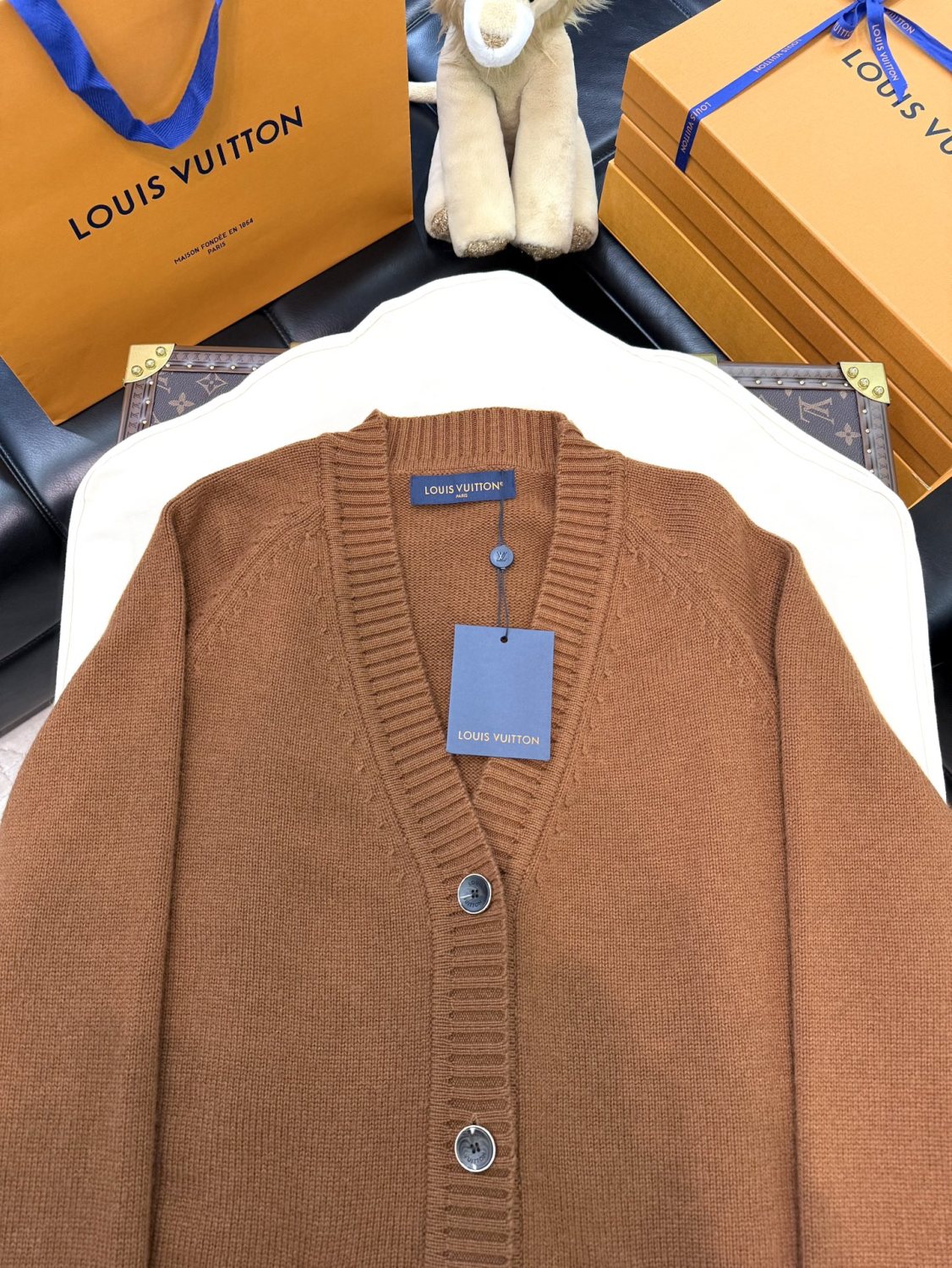 Men's Spring And Fall Solid Color Cashmere Blend Knitted Single Breasted Cardigan Jacket #74839