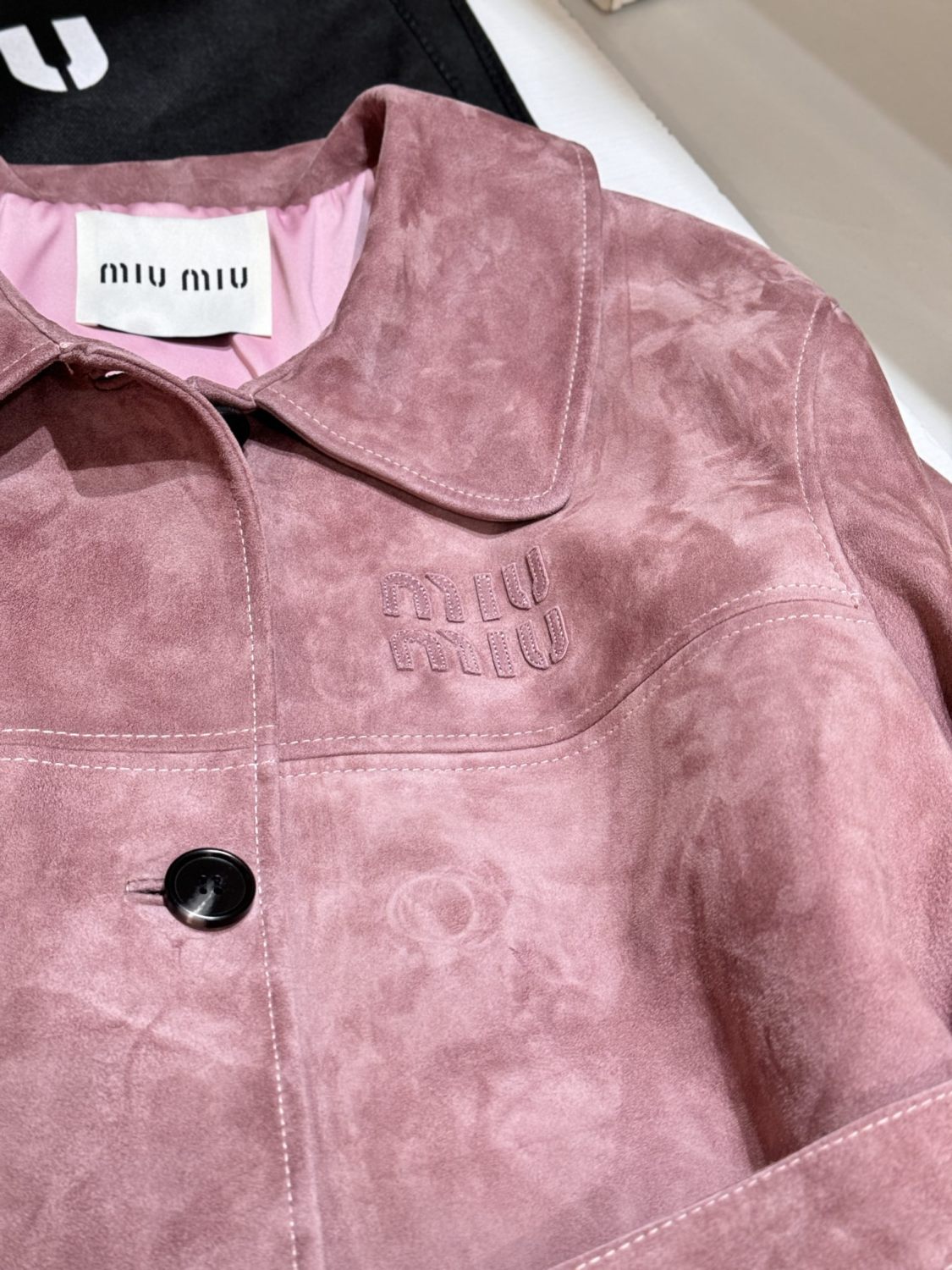 Women's Solid Color Logo Lapel Suede Single Breasted Pants Coat Jacket #72796