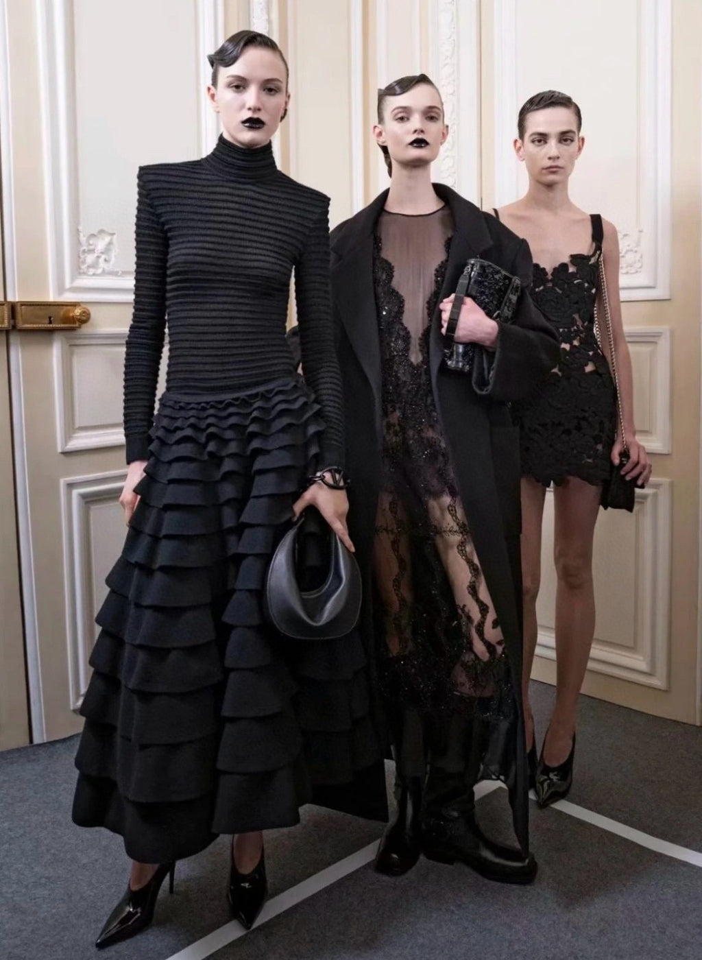 Women's Black Striped High Neck Zipper Viscose And Wool Spring Autumn Winter Slim Long Sleeve Sweater Ngvp #9726