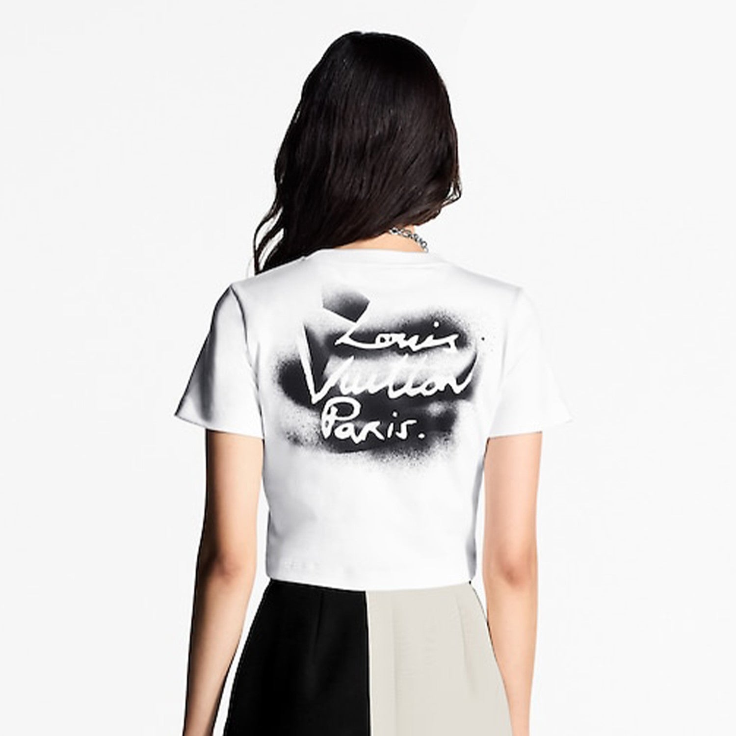 Women's Spring And Summer Airbrush Effect Short Top Modern Lv Chain Cotton Round Neck Fashion Casual T-Shirt #75994