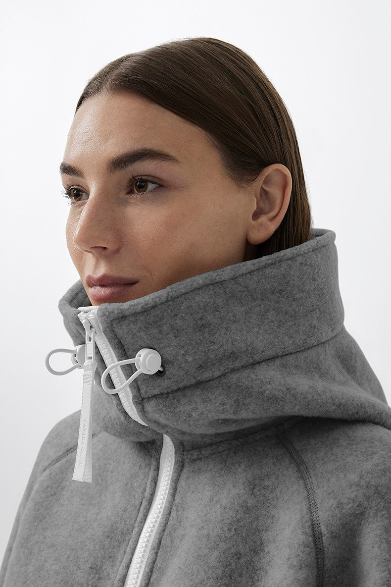 Chilliwack Women's Wool Fleece Pilot Jacket Stylish Gray Color-block Hooded Jacket Sweatshirt #81881A