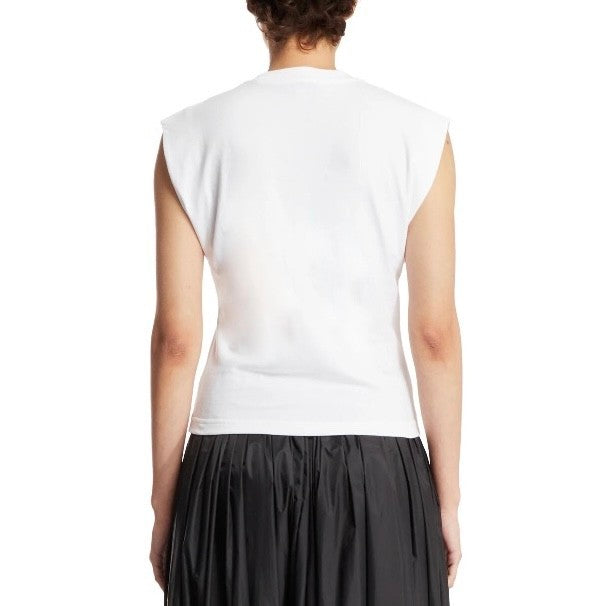 Women's Summer Solid Color Letter Printed Cotton Knit Sleeveless T-Shirt Top #74733