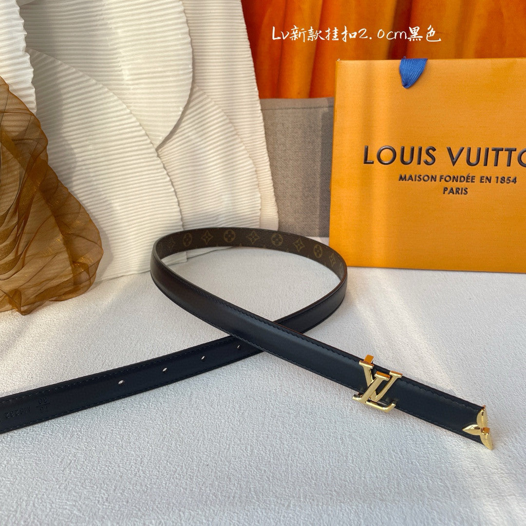 Women's Black Brown Reversible Leather Belt Width 2cm #73231