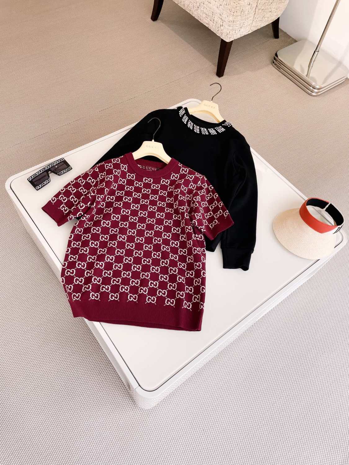 Spring Women's Monogrammed Reversible Crew Neck Short Sleeve Knit T-Shirt #73984