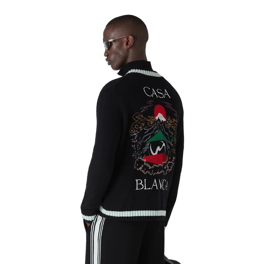 Casa Mountain Temple Cardigan Men's And Women's Spring/autumn Fashion Casual Embroidered Badge V Neck Single Breasted Knitted Cardigan #78324