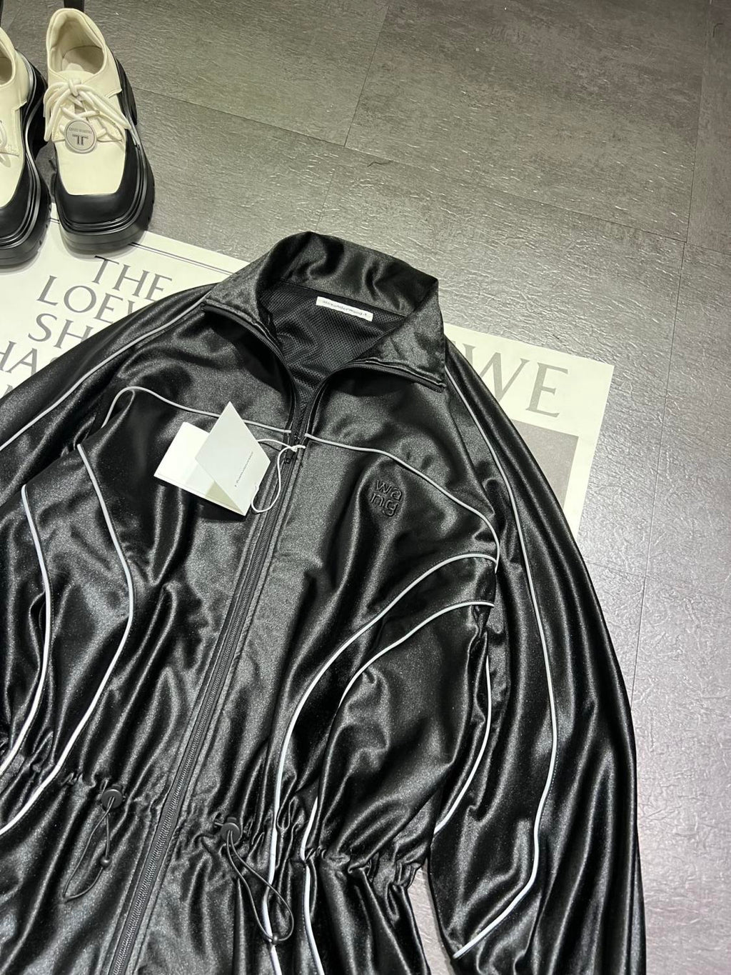 Women's Color-block fabric Bright trim Zippered dress Jacket #194224