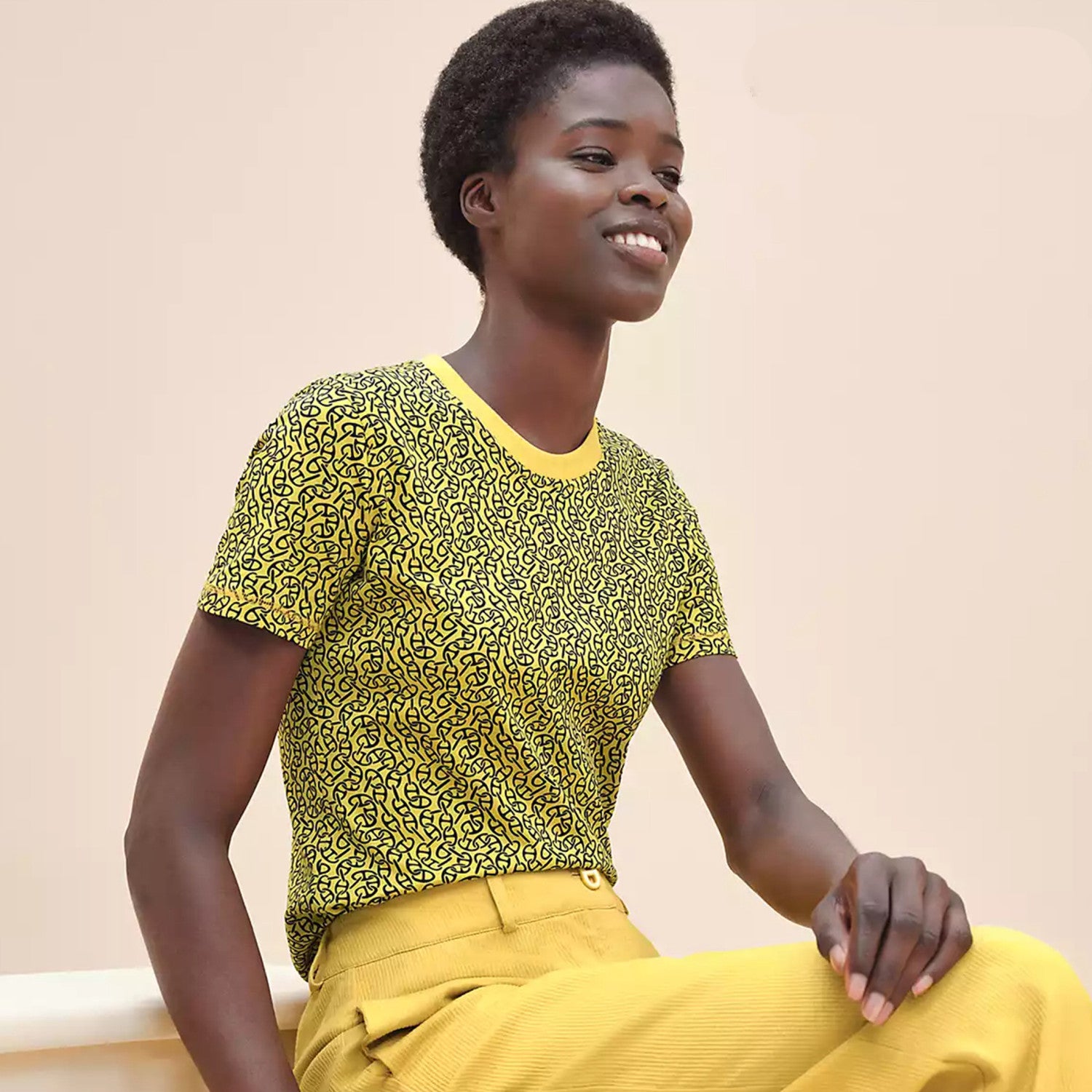 Women's Naoussa Chaine Slim Fit T-Shirt Graphic Print Colorblocking Fashion Casual Top #71353