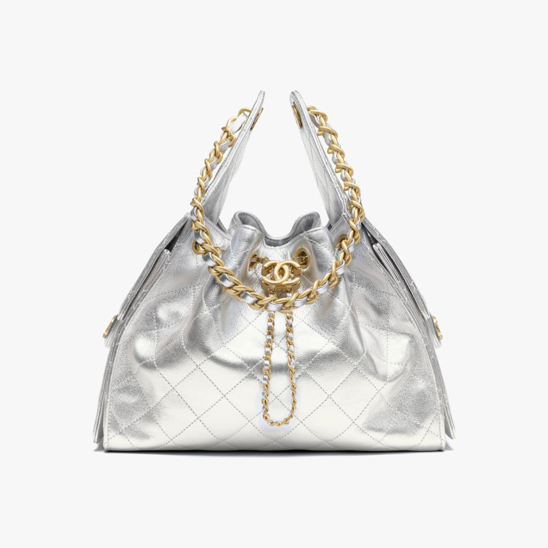 Women's Classic Double C Logo Solid Color Cowhide & Leather Tote Shoulder Bag Bags #77572