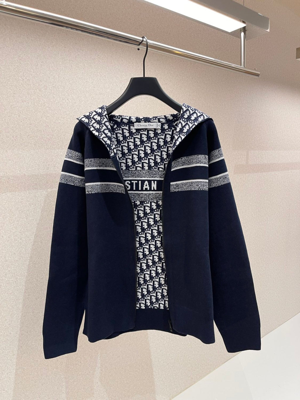 Women's Autumn and Winter Letter Logo Reversible Long Sleeve Zipper Hooded Knit Jacket #72751